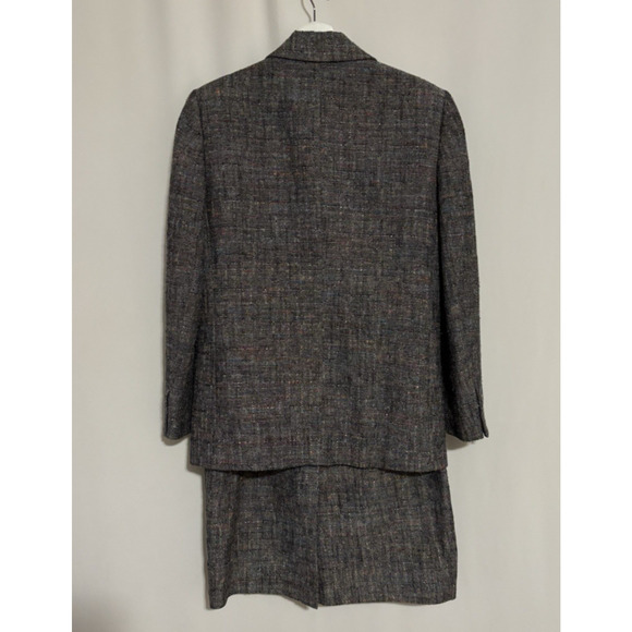 Vtg Christian Dior Skirt Suit 10 Jacket Gray Button Fitted Midi - Picture 2 of 16